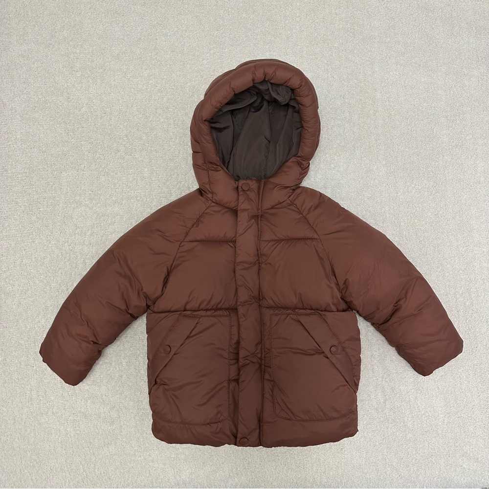 Copper Brown Zara Puffer Jacket 3/4